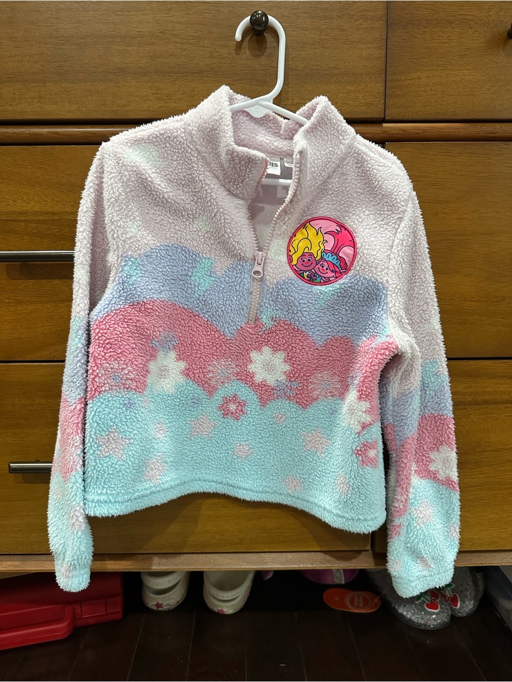 Trolls Pastel Sherpa Half-Zip Sweater - Pink, Blue, Lavender